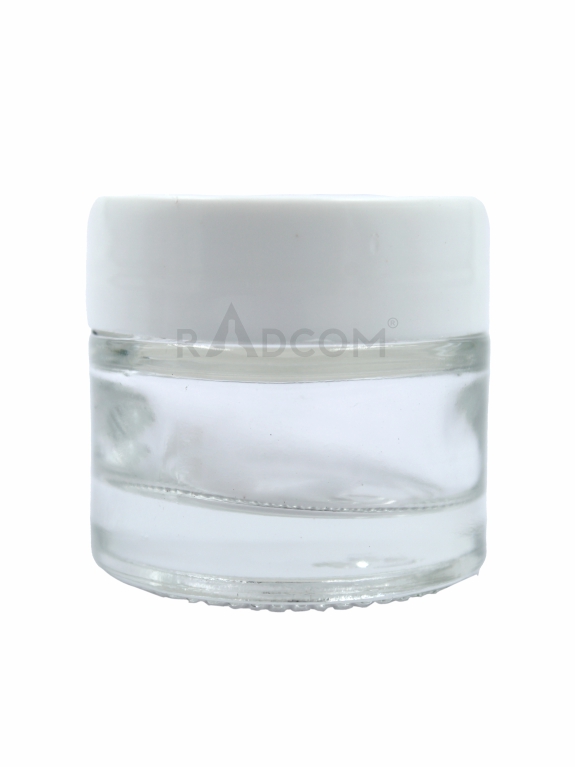 10Gm Glass Jar - Clear-With Plastic White Cap With Inner Lid